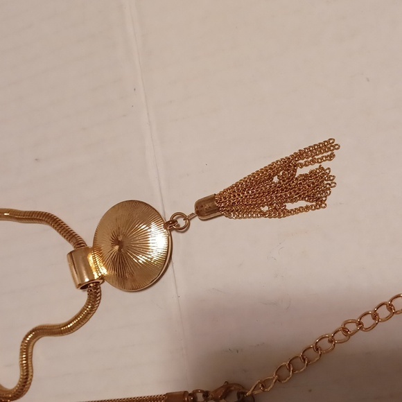 4/$40 New Large Bejeweled Necklace With Thick Chain - Picture 3 of 5